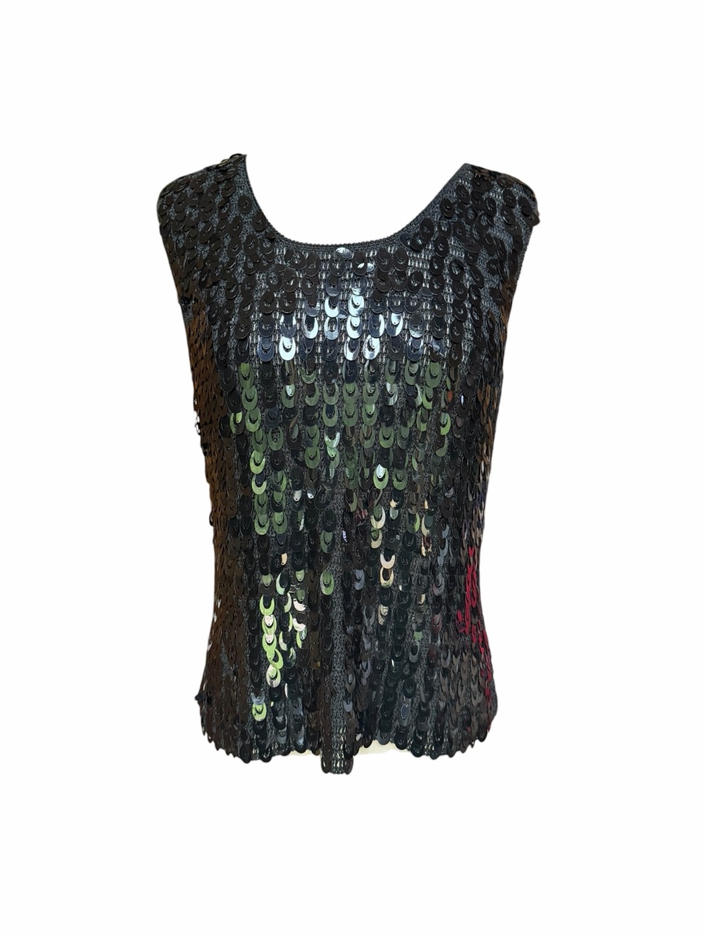 Late 90s/Y2K Outfit JPR Ramie/Cotton Pailette Sequins Sleeveless‎ Tank Top Shell